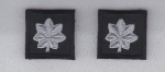 MAJ Major Oak Leaf SILVER on BLACK rank insignia collar/lapel patches 1.25"